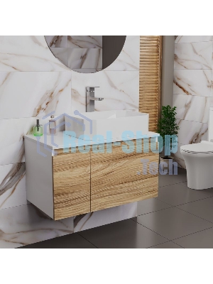 Комплект для ванной, 3 предмета (Тумба подвесная Bau Blackwood 80 + Раковина BAU Hotel 51х37, Смеситель высокий Hotel Still, нерж. сталь)
