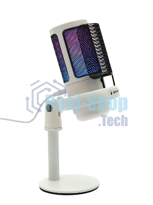 Микрофон конденсаторный Gembird M-01NW, подсветка RGB, шумоподавление, настольный держатель, белый