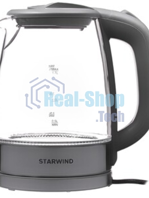 Электрочайник Starwind SKG2315 серый/серебристый, 1.7 л, 2200 Вт, скрытый нагревательный элемент