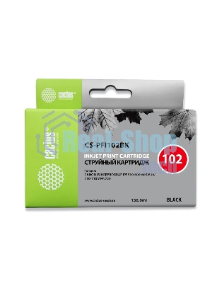 Картридж струйный Cactus CS-PFI102BK черный (130мл) для Canon iPF500/iPF600/iPF700/MFP M40/iPF765/LP17/LP24