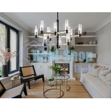 Люстра Ambrella light LH55505/12 SN/BK/CL сатин никель/черный/прозрачный E14*12 max 40W D860*905