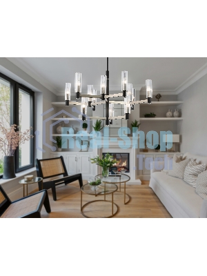 Люстра Ambrella light LH55505/12 SN/BK/CL сатин никель/черный/прозрачный E14*12 max 40W D860*905