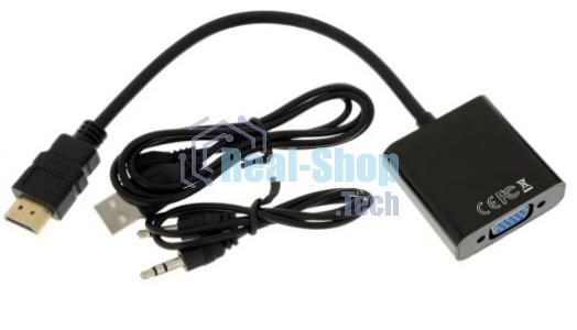 Адаптер HDMI (M)-VGA (F) 00-00027496 черный GOPOWER
