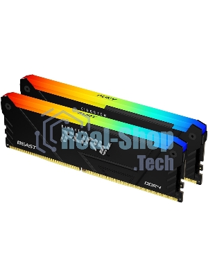 Оперативная память Kingston Fury Beast, DDR4, 32GB (2x16GB), 3600MHz, CL18, DIMM, с радиатором, RGB, черный