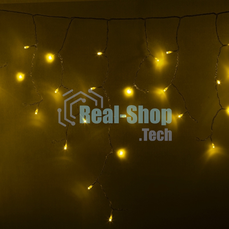 Гирлянда Neon-night Айсикл (бахрома) светодиодный, 4,8 х 0,6 м, прозрачный провод, 230 В, диоды желтые, 176 LED