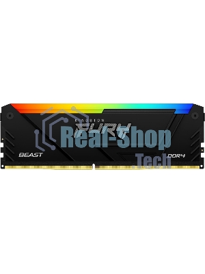 Оперативная память Kingston Fury Beast, DDR4, 32GB (2x16GB), 3600MHz, CL18, DIMM, с радиатором, RGB, черный