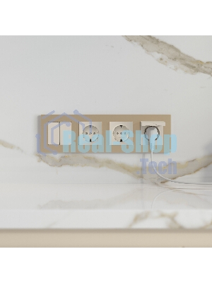 Рамка на 4 поста Slab (шампань софт) W0042911