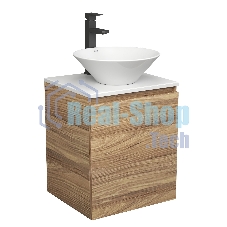 Тумба Bau Dream Blackwood 50 с дверцей, раковина BAU Dream D43, смеситель для раковины высокий Hotel Black, черный