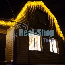 Гирлянда Neon-night Айсикл (бахрома) светодиодный, 4,8 х 0,6 м, прозрачный провод, 230 В, диоды желтые, 176 LED