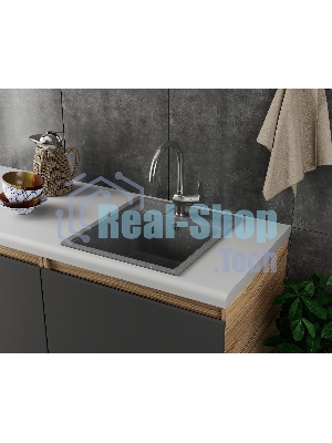 Мойка для кухни BAU Stil Gray stone 45х50, выпуск с сифоном в комплекте, серый камень
