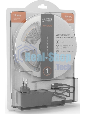 Лента светодиодная Basic в комплекте Gauss 12V 12W/m 1200lm/m 3000K IP65 LED 5m 1/50