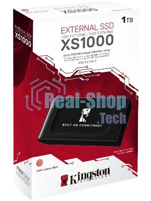 Внешний SSD Kingston XS1000, 1TB, USB 3.2 Gen 2 Type-C, R/W 1050/1000, черный