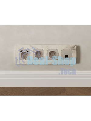 Комплект мех-ма компьютерной розетки RJ-45 экранированной с автоматической защитной шторкой OMEGA Серо-бежевый матовый QUANT (OP3720, VM185) MO372005