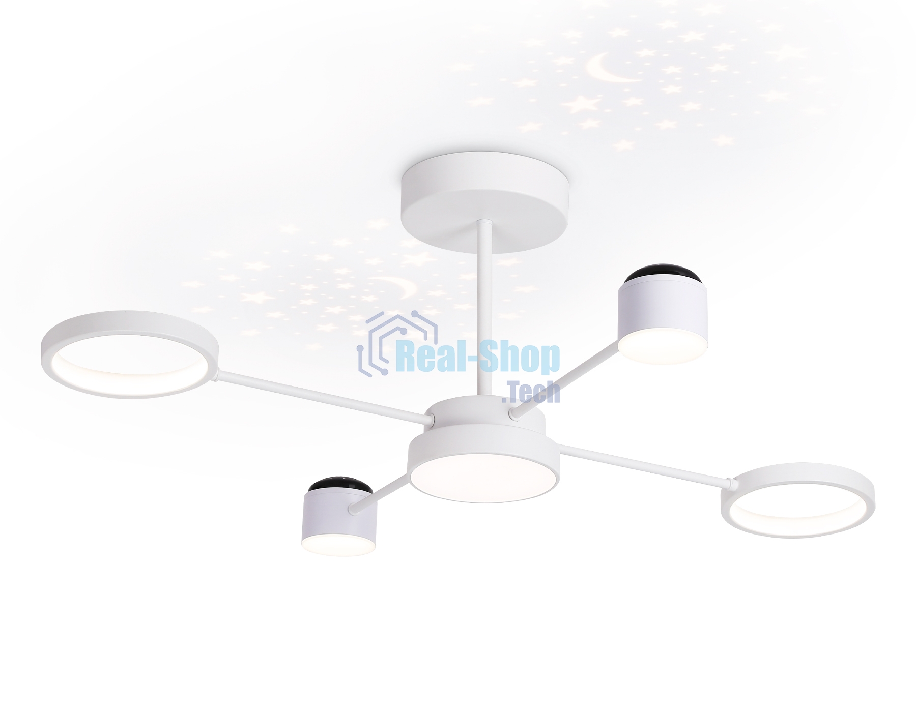 Потолочный светодиодный светильник с пультом Ambrella light FL51631/4+1 WH белый 3000K-6400K 48W 910*745*300 (ПДУ ИК)