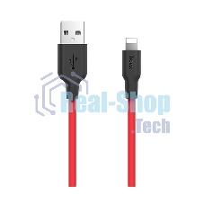 Кабель USB 2.0 HOCO X21, силиконовая оплетка, AM/Lightning M, черно-красный, 1м