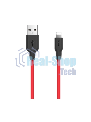 Кабель USB 2.0 HOCO X21, силиконовая оплетка, AM/Lightning M, черно-красный, 1м