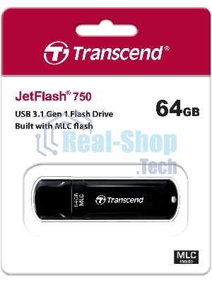 Флешка USB Transcend JetFlash 750 (TS64GJF750K), 64Gb, USB 3.0, R/W 130/40, черный