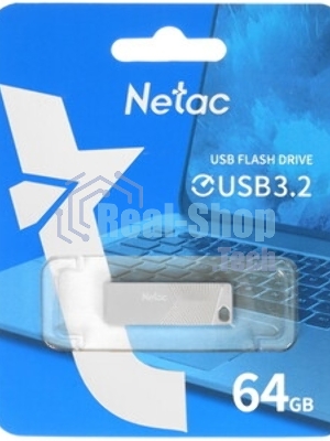 Флешка USB Netac UM1 (NT03UM1N-064G-32PN), 64Gb, USB 3.2, R/W 150/45, серебристый