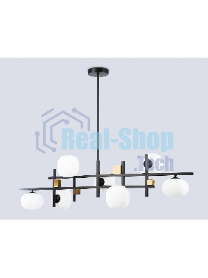 Светильник Ambrella light LH51017/7 BK/BS/FR черный/латунь/белый матовый G9*7 max 28W 1100*240*300