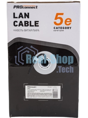 Кабель информационный PROconnect cat.5e UTP 4 пары 24AWG PE внешний 305м черный