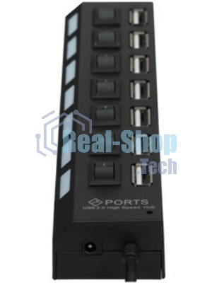 USB-концентратор Gembird UHB-U2P7-02, USB 2.0, USB 7 портов, USB/Адаптер: 5 В / 2 A