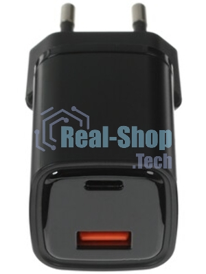 Сетевое зарядное устройство Maxvi A354PD Type-C 20W PD3.0 + USB 2.4A, черный