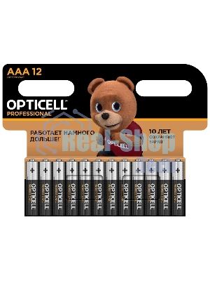 Элемент питания алкалиновый AAA/LR03 (блист. 12шт) Professional Opticell 5052006