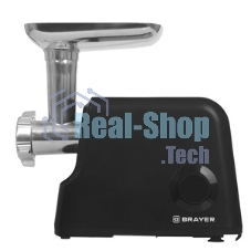Мясорубка электрическая Brayer BR1612 черный, 2000 Вт, 2.0 кг/мин, реверс, защита от перегрузки, металлический лоток, насадки - 6