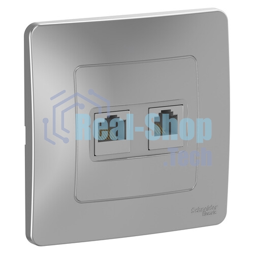 Розетка компьютерная двойная RJ45+RJ45, кат.5E, механизм, алюминий