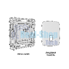 Комплект мех-ма компьютерной розетки RJ-45 экранированной с автоматической защитной шторкой OMEGA Серо-бежевый матовый QUANT (OP3720, VM185) MO372005