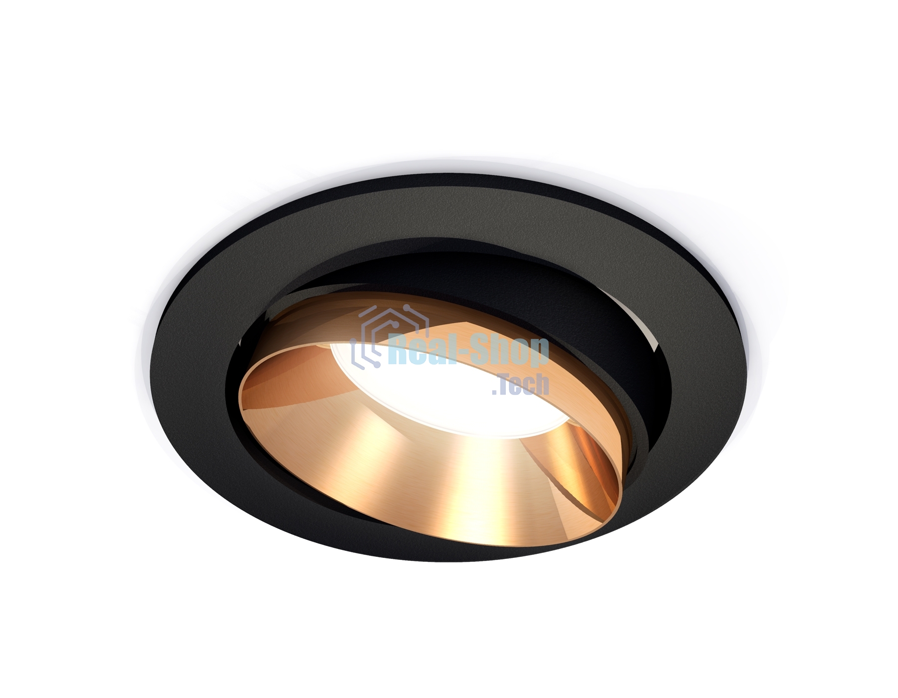 Комплект встраиваемого поворотного светильника Ambrella light XC7652024 SBK/PYG черный песок/золото желтое полированное MR16 GU5.3 (C7652, N7034)
