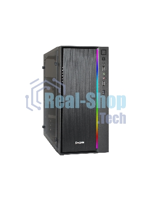 Компьютерный корпус Minitower ExeGate EX283754RUS mEVO-9301-RGb (mATX, без БП, с окном, 2хUSB+1хUSB 3.0, HD аудио, черный с RGb подсветкой)