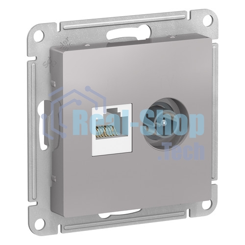Розетка телевизионная +комп двойная RJ45+TV, кат.5E, механизм ATN000389 Schneider Electric Алюминий