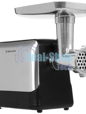 Мясорубка электрическая BRAYER BR1613 черный, 1800 Вт, 2.0 кг/мин, реверс, защита от перегрузки, насадки - 8