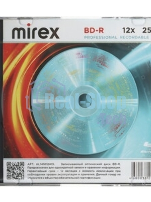 Диск BD-R Mirex 25 Gb, 12x, Slim Case (1), (1/50)