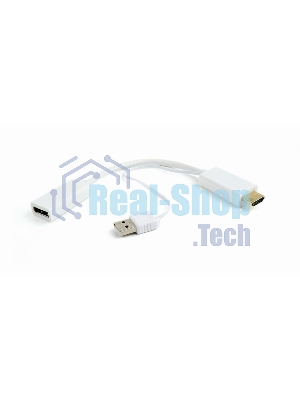 Конвертер HDMI->DisplayPort, Cablexpert DSC-HDMI-DP-W, HD19M+USBxHD20F, белый