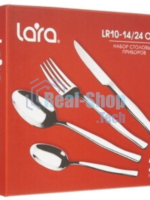 Набор столовых приборов LARA LR10-14/24 ORION 24 пр, зеркальная полировка, остр. вилка, нож для стейка