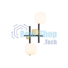 Настенный светильник Ambrella light LH51019/2 BK/BS/FR черный/латунь/белый матовый G9*2 max 28W 230*170*480