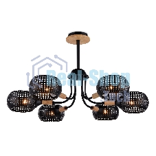 Светильник Ambrella light TR80167/6 BK/LWD черный/светлое дерево E14/6 max 40W D690*370