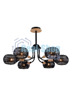Светильник Ambrella light TR80167/6 BK/LWD черный/светлое дерево E14/6 max 40W D690*370