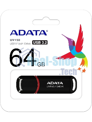 Флешка USB ADATA UV150 (AUV150-64G-RBK), 64Gb, USB 3.0, R/W 100/40, черный