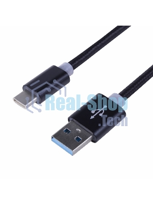 Шнур Rexant USB 3.1 type C (male)-USB 2.0 (male) в тканевой оплетке 1 м черный