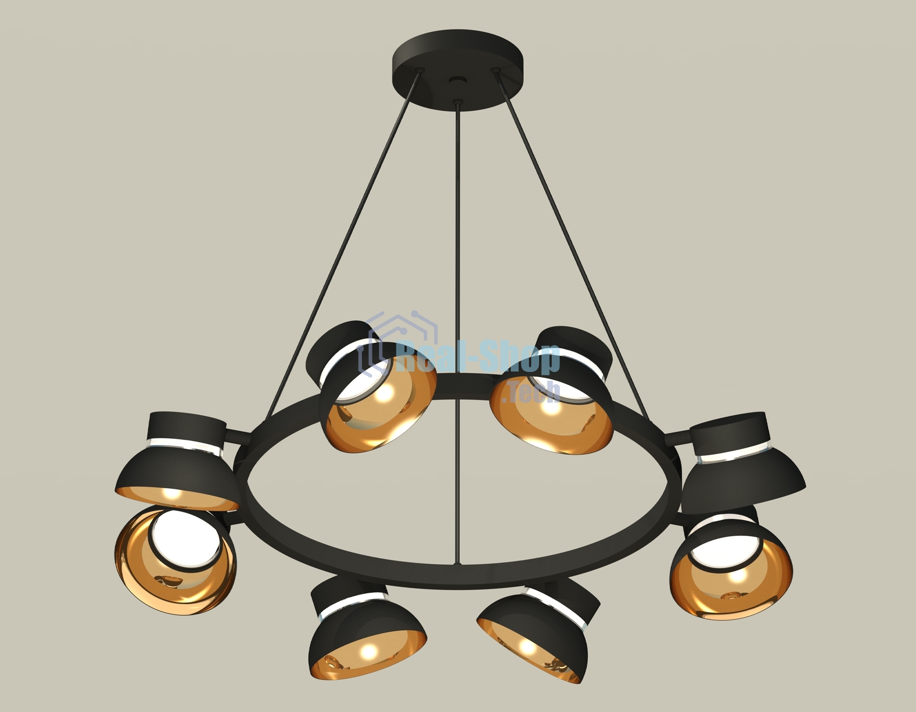 Светильник Ambrella light XB9198101/8 SBK/PYG/CL черный песок/золото желтое полированное/прозрачный GX53 (C9198, N8145)