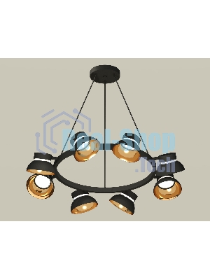 Светильник Ambrella light XB9198101/8 SBK/PYG/CL черный песок/золото желтое полированное/прозрачный GX53 (C9198, N8145)