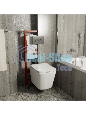 Комплект BAU 6 в 1: инсталляция BAU PRO, унитаз подвесной безободковый Bau Stil 51, сиденье дюропласт микролифт, клавиша BASIC хром