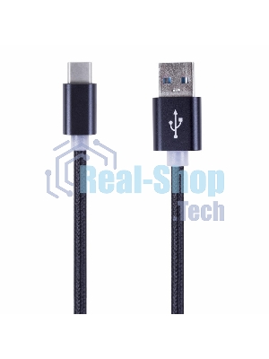 Шнур Rexant USB 3.1 type C (male)-USB 2.0 (male) в тканевой оплетке 1 м черный