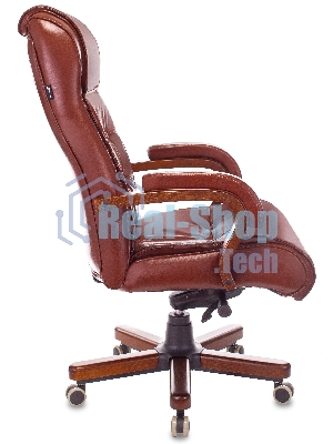 Кресло руководителя Бюрократ T-9926WALNUT светло-коричневый Leather Eichel, кожа, крестовина металл/дерево