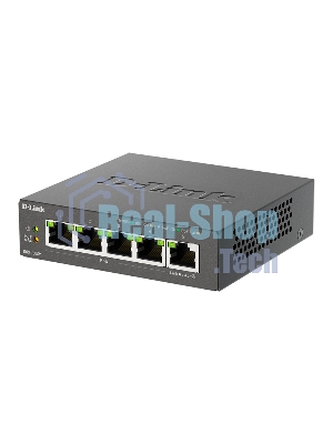 Коммутатор неуправляемый D-Link DGS-1005P/B3A с 5 портами 10/100/1000Base-T (4 порта PoE 802.3af/at, PoE-бюджет 60 Вт)