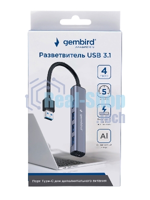 USB-концентратор Gembird UHB-C484, USB, 4хUSB, USB/USB Type-C