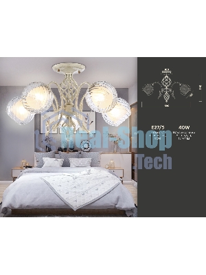 Светильник Ambrella light TR3066/5 WH/GD белый/золото E27*5 max 40W D590*340